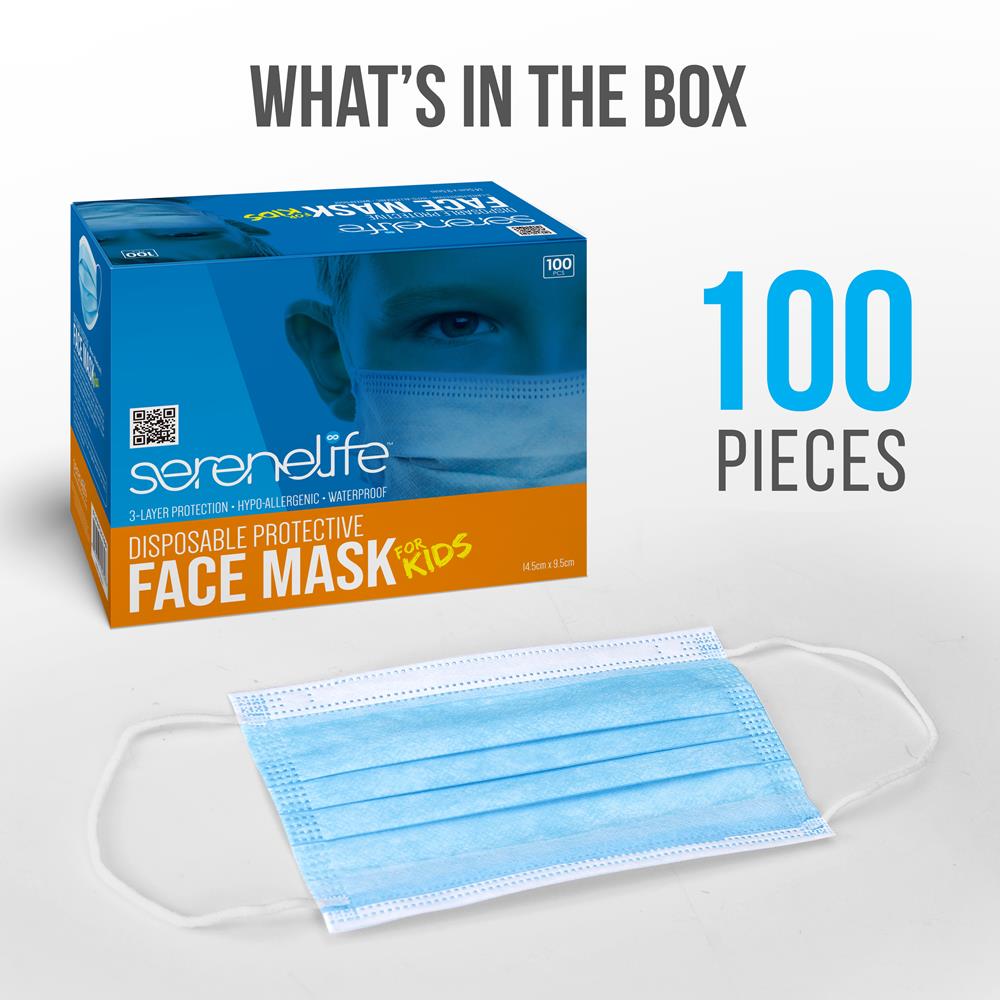 Serenelife Health Gesichtsmasken Kinder 100 Stück 3-lagig