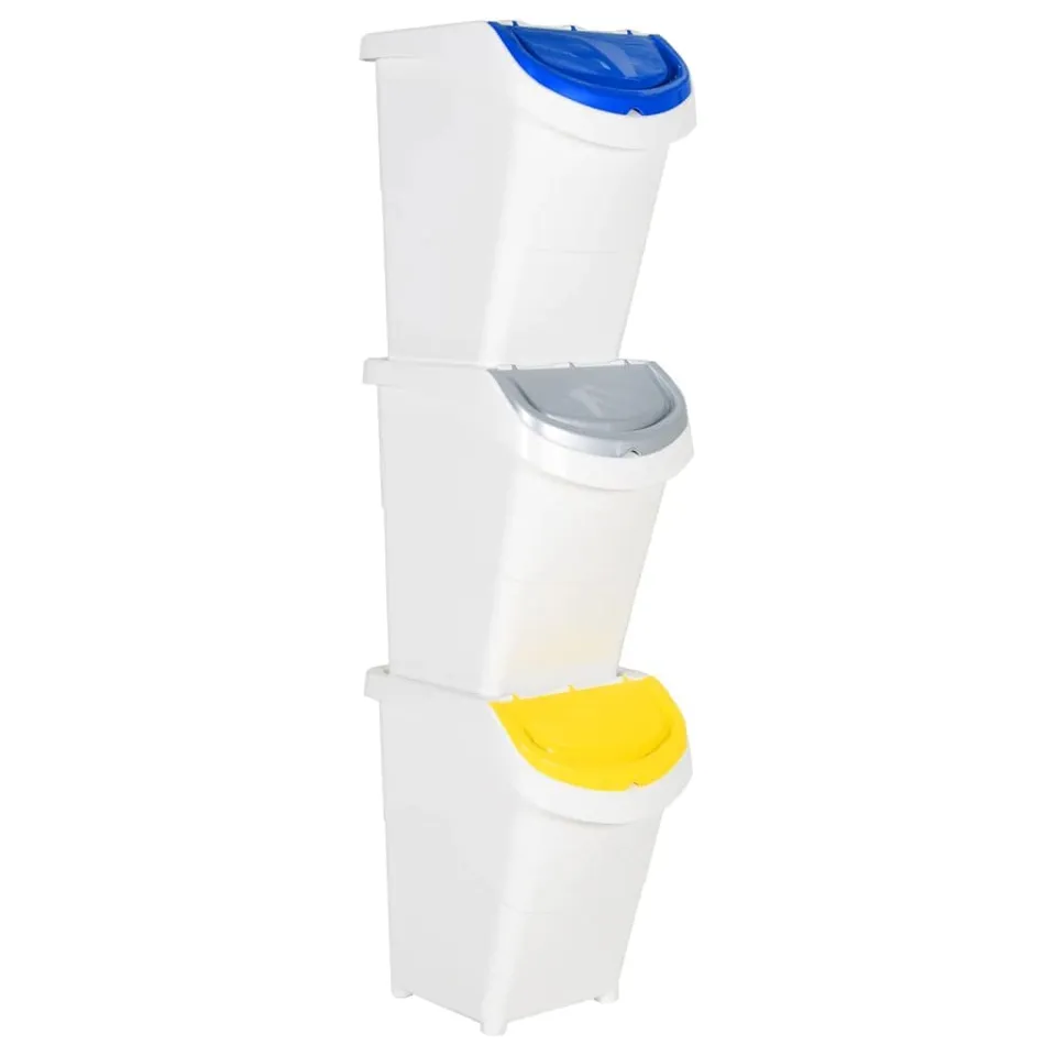 vidaXL Heim & Garten Abfallbehälter Weiß 120L 3 Stk. PP