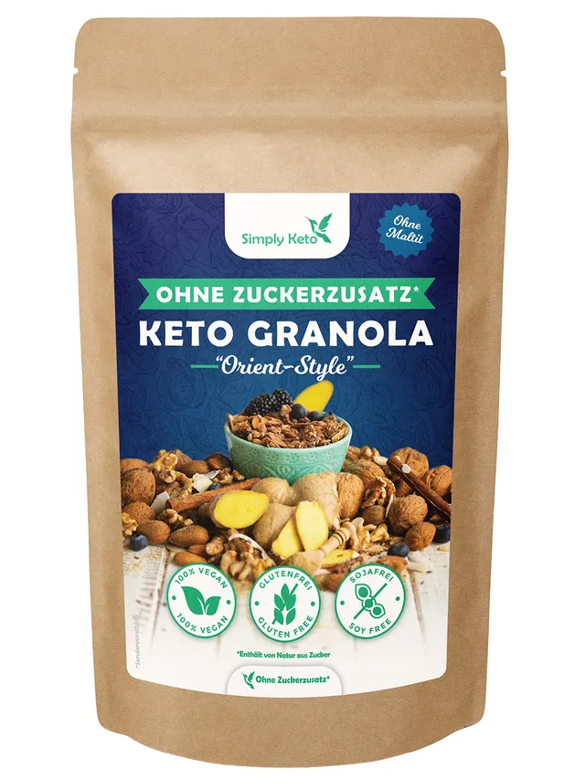 Simply Keto Knusper Granola Orient Sonne 500g ohne Zucker