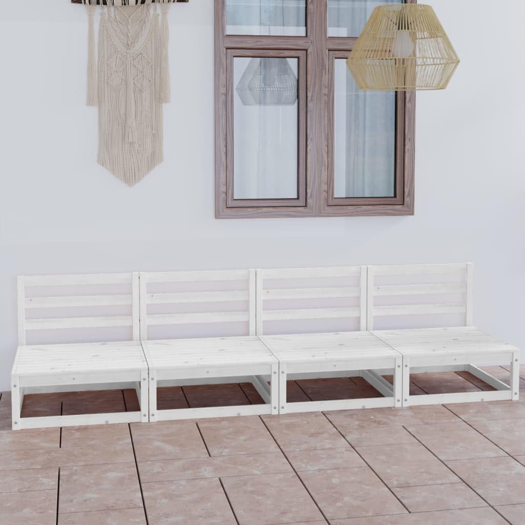 vidaXL Heim & Garten Gartensofa 4-Sitzer Holz Weiß modular