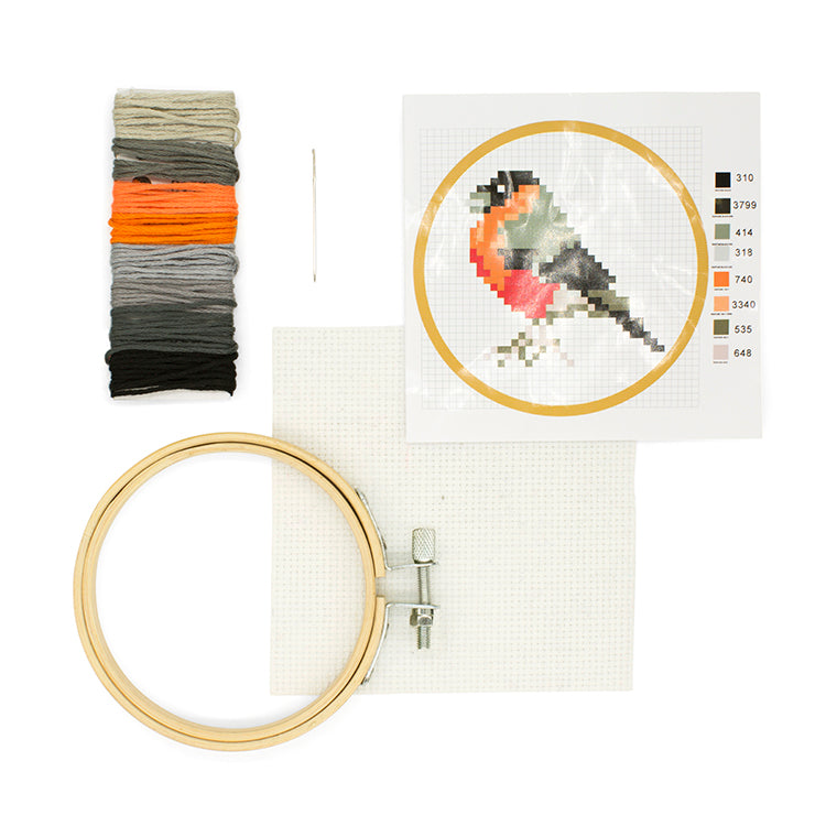 Kikkerland Crafters Bird Mini Kreuzstich Stickset mit Rahmen