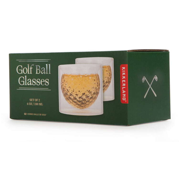 Kikkerland Home Golf Ball Whiskygläser 2er-Set 175 ml doppelwandig
