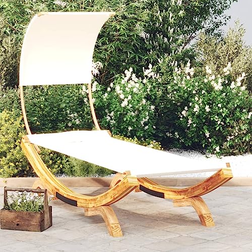 vidaXL Loungebett Bugholz Dach Creme 100x200 cm Sonnenliege