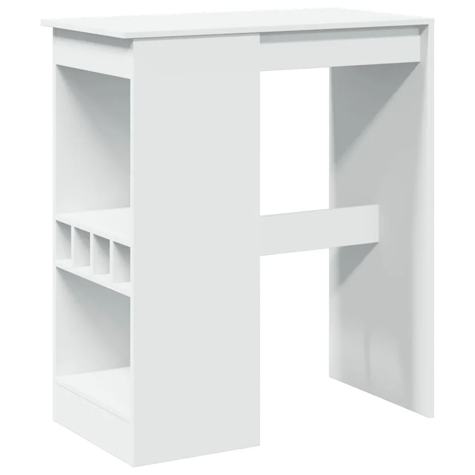 vidaXL Bartisch Stehtisch Holzwerkstoff Weiß 90x47,5x103,5 cm Regal