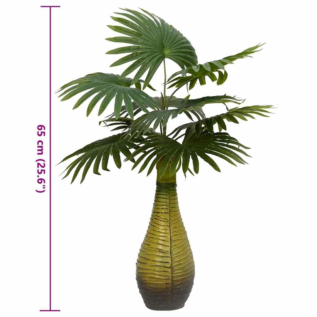 vidaXL Palme Künstlich 9 Blätter 65 cm Grün mit Topf