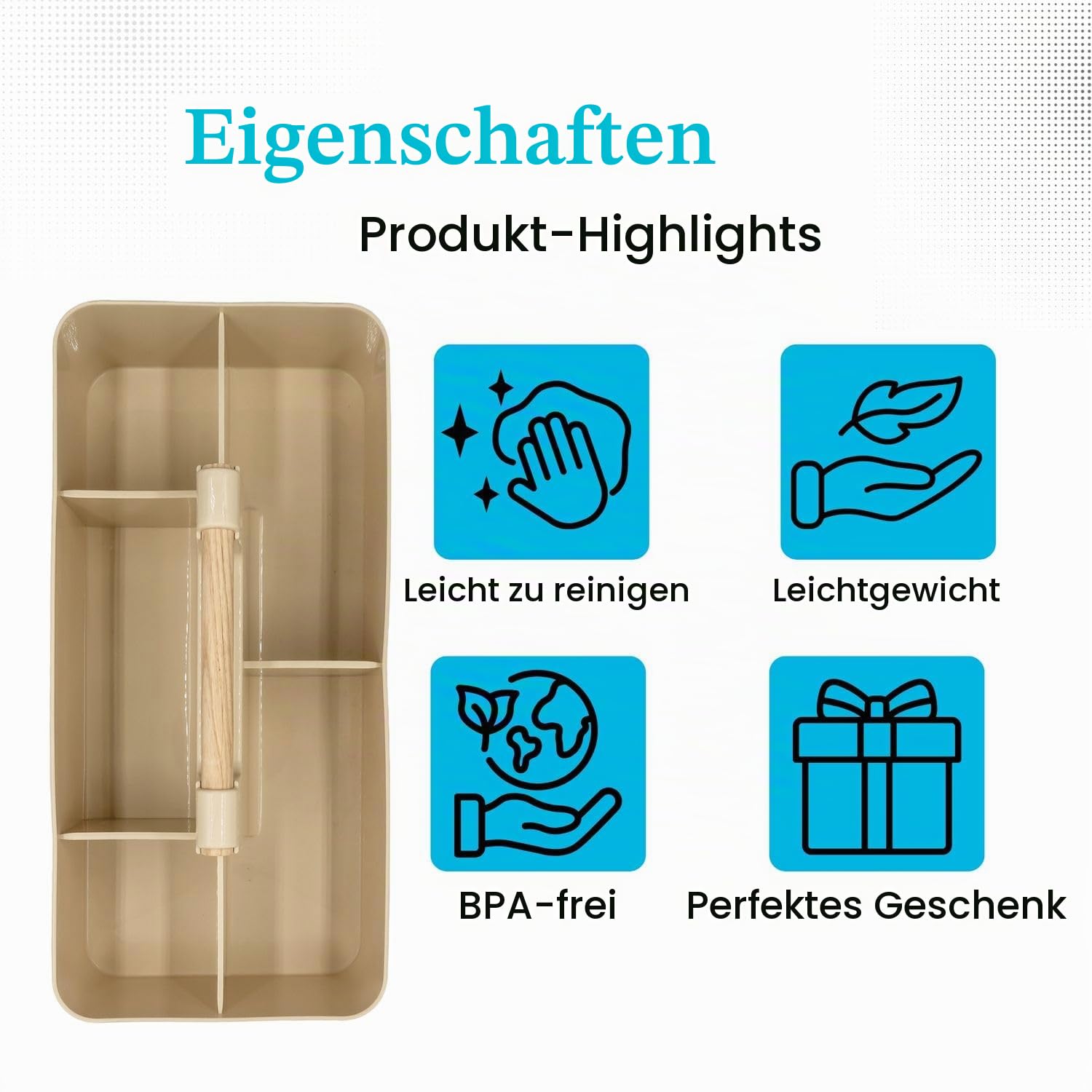 Intirilife Organizer Caddy Beige 32 cm Griff 5 Fächer Box