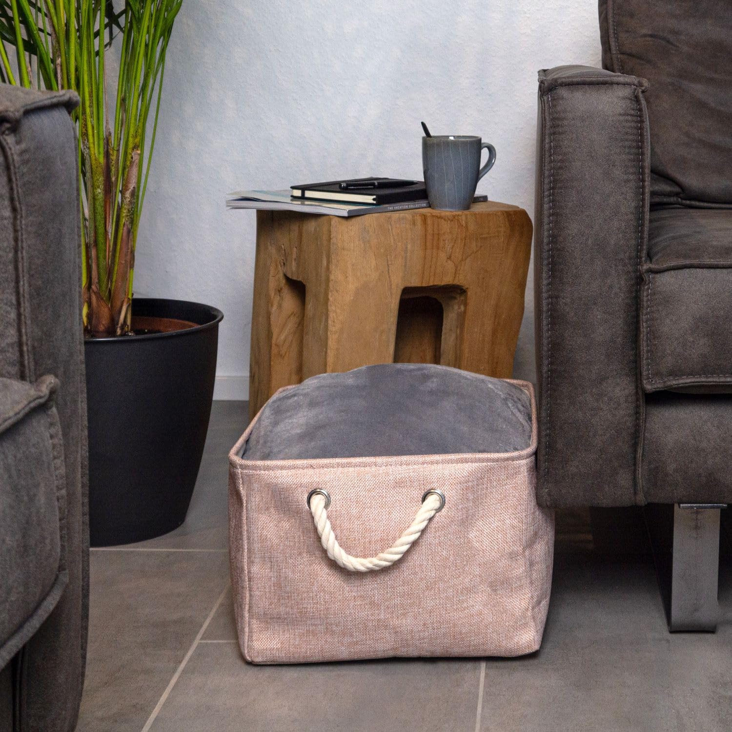 Intirilife Aufbewahrungskorb Rosa Organizer 41 cm mit Henkel