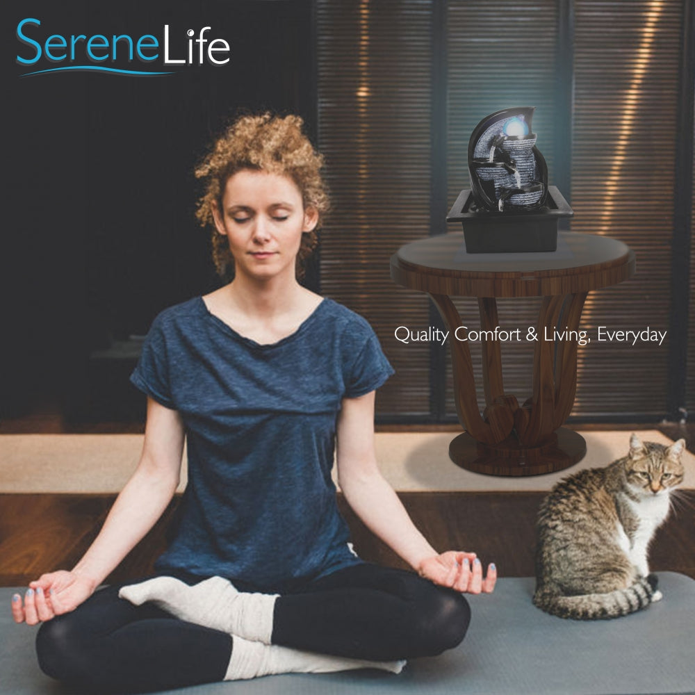 Serenelife Furniture Tischbrunnen LED 25x21x17 cm