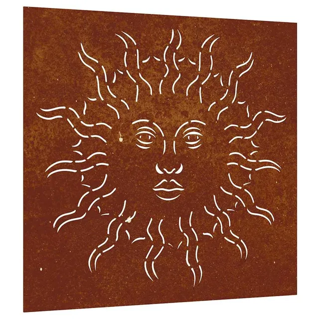 vidaXL Garten-Wanddeko 55x55cm Cortenstahl Sonne-Design Rost