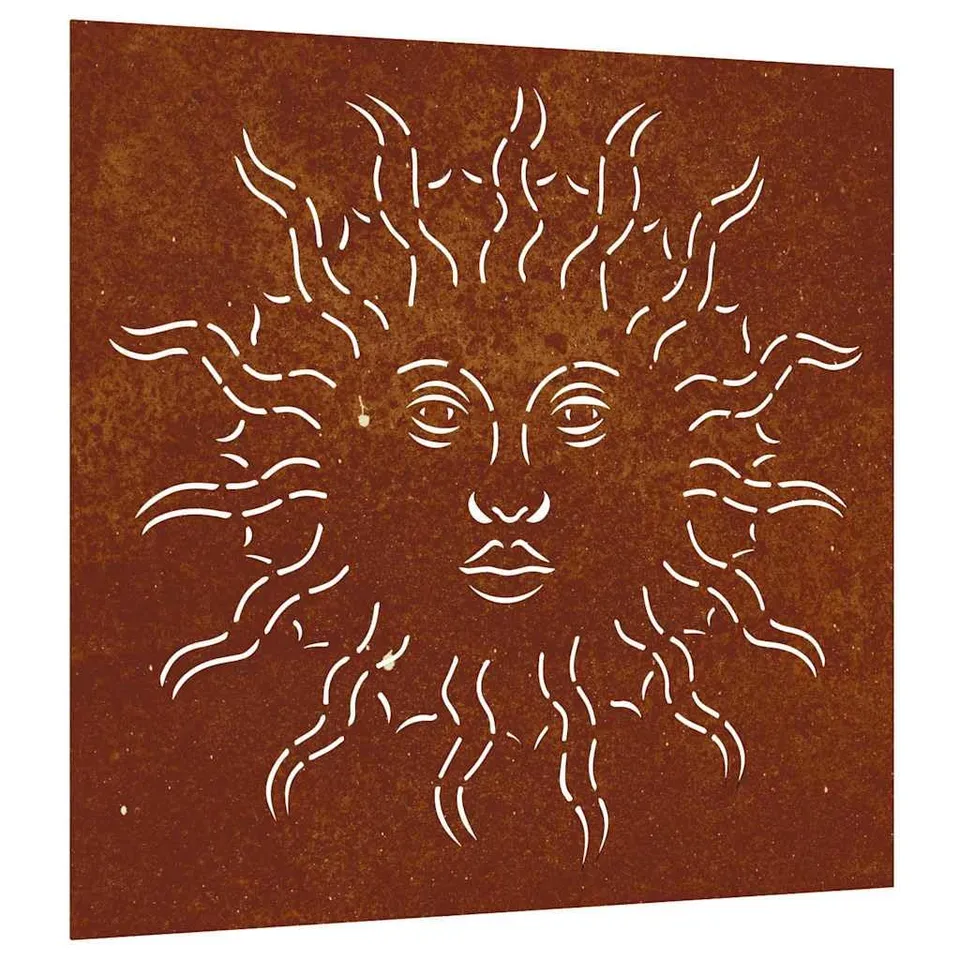 vidaXL Garten-Wanddeko 55x55cm Cortenstahl Sonne-Design Rost
