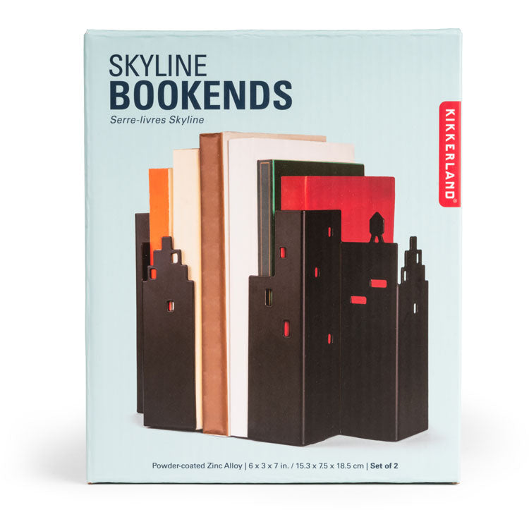 Kikkerland Skyline Bookends Bücherstützen Metall 2er