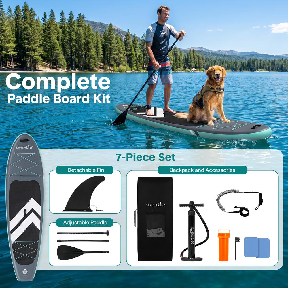 Serenelife SUP Knee Boards Stand Up Paddle Board Blau Set