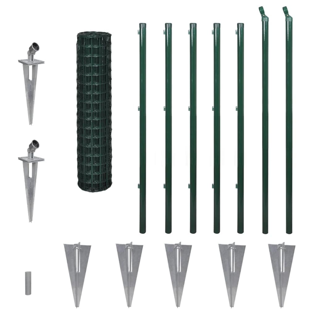 vidaXL Heim & Garten Zaun-Set Grün 10x0,8 m Stahl