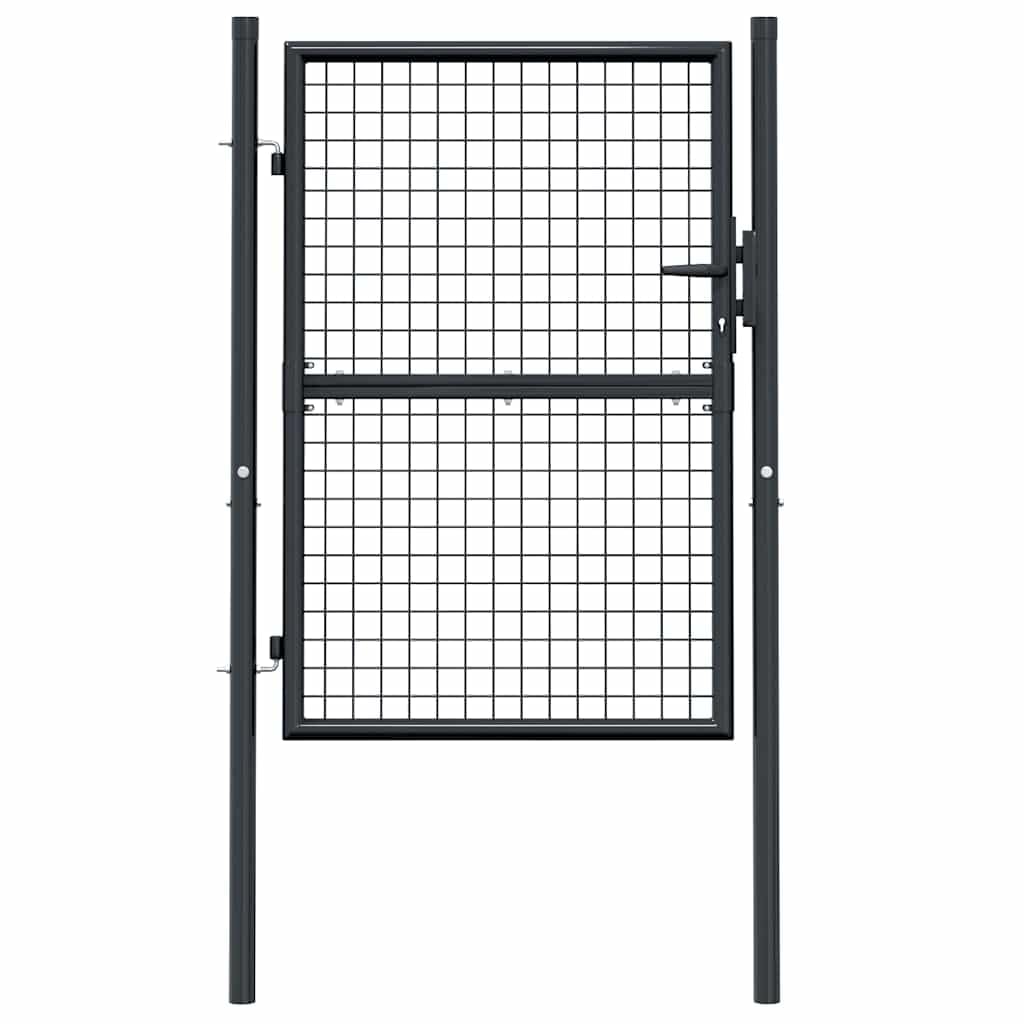 vidaXL Gartentor Mesh 100x175 cm Zauntor grau verzinkt abschließbar