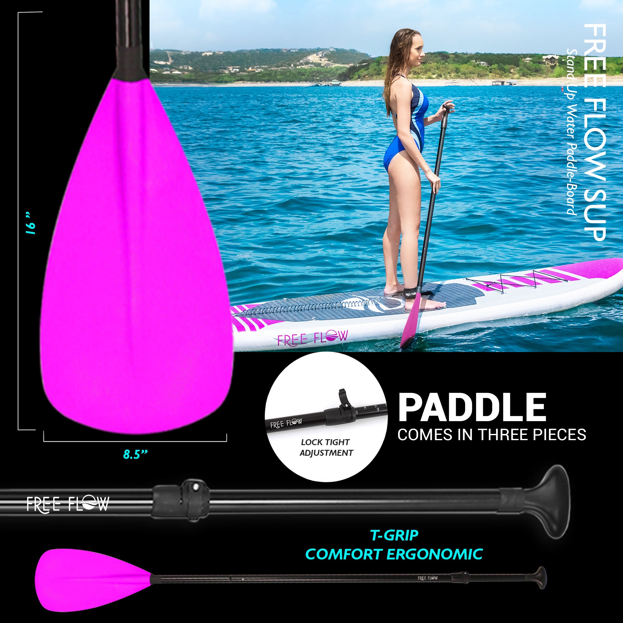 Serenelife SUP Board aufblasbar Aqua 126 Zoll Stand Up Paddle