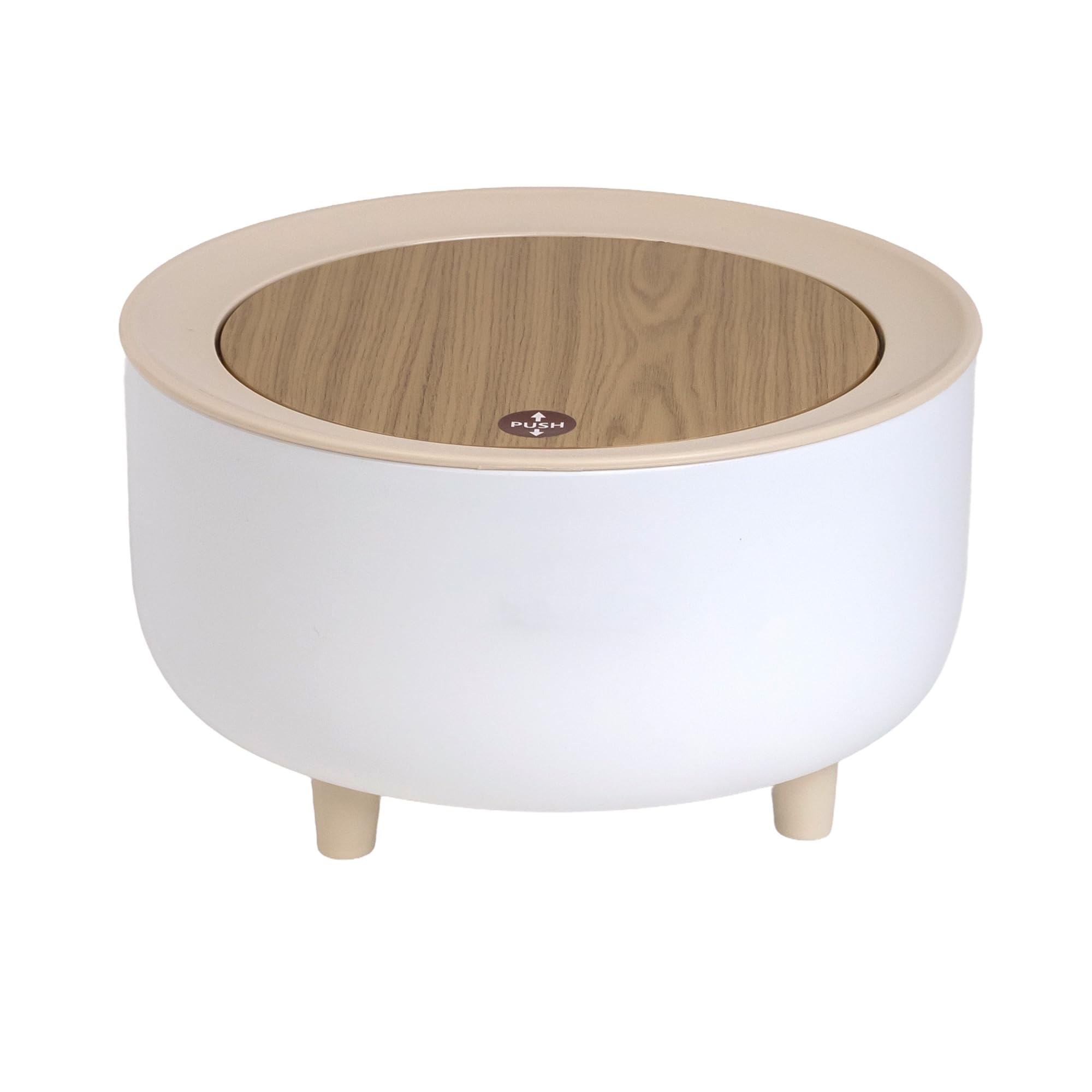 Intirilife Bad Kosmetikeimer Weiß-Beige 22,2x36,4cm Schwingdeckel