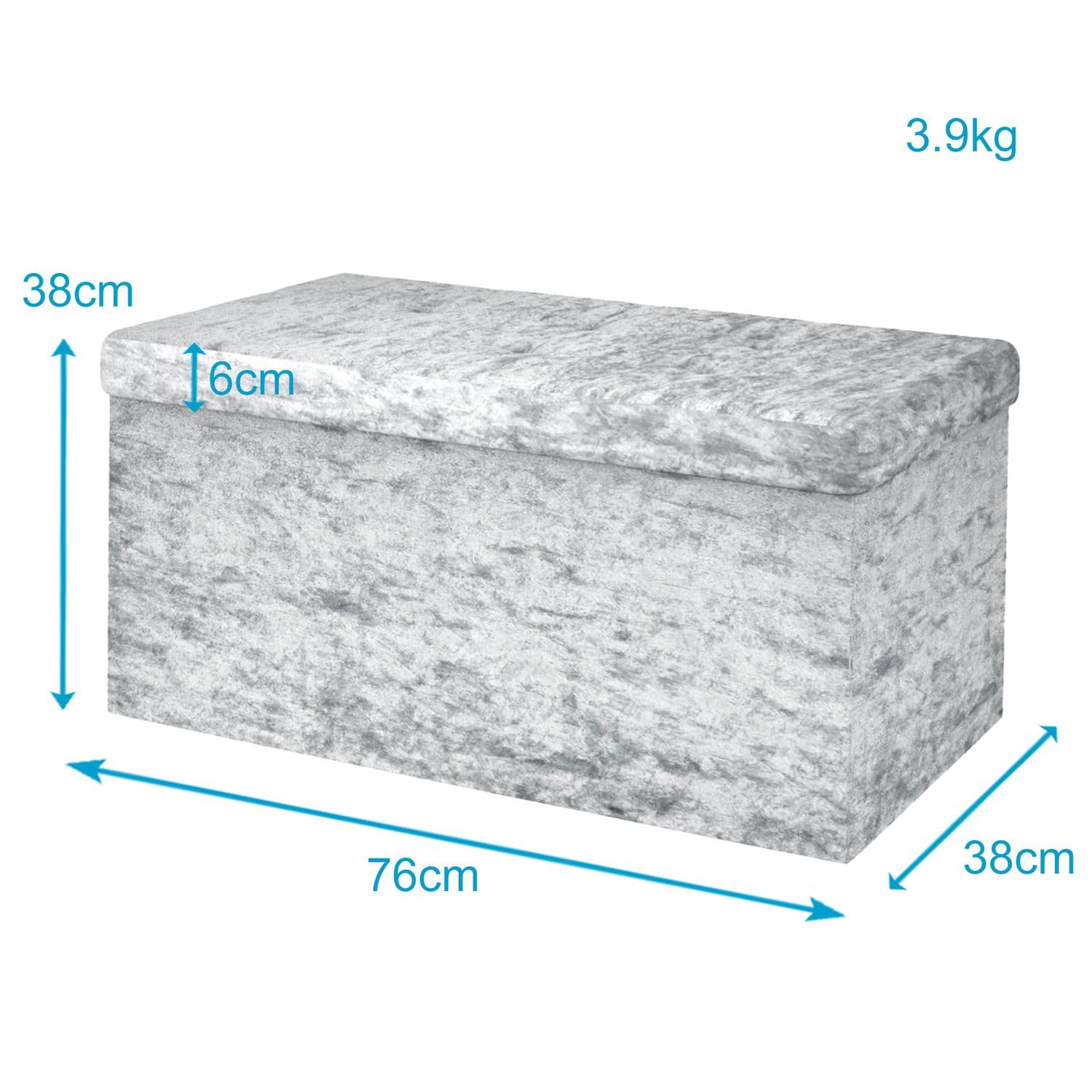 Intirilife Sitzbank Samt Blaugrau 76x38cm mit Stauraum