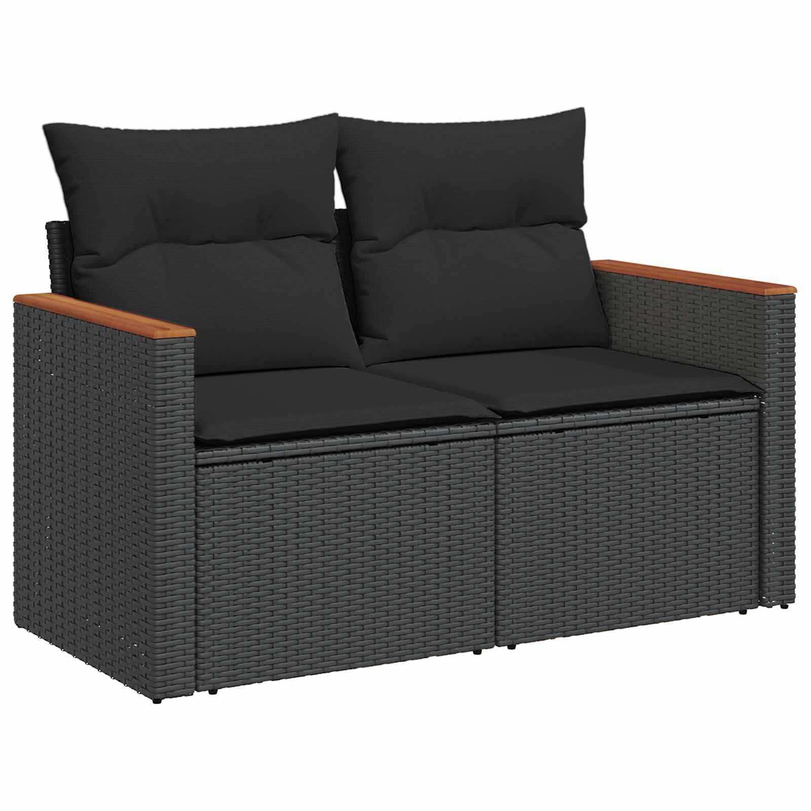 vidaXL Gartensofa-Set 10-tlg Schwarz Poly-Rattan 80 cm