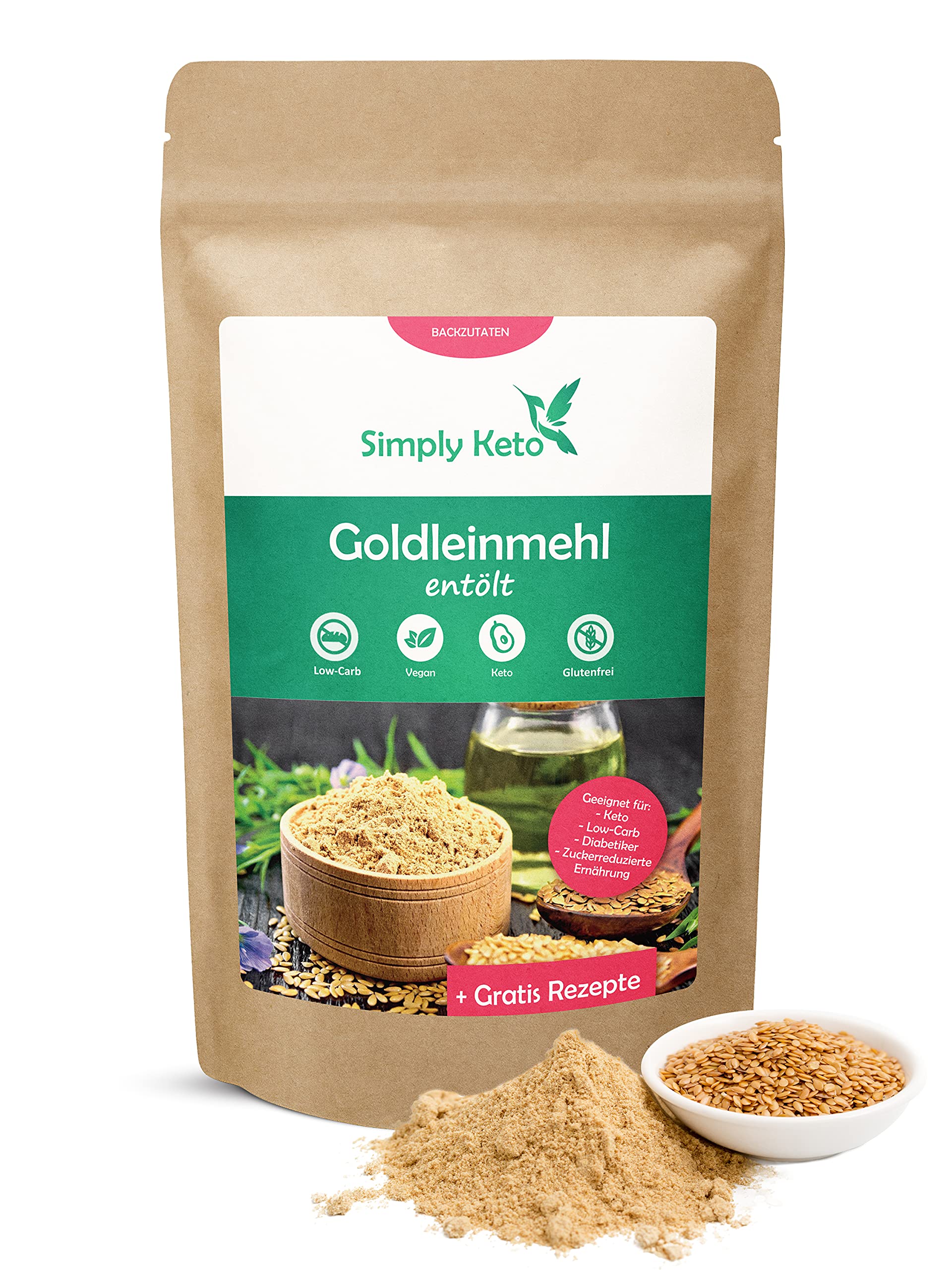 Keto Backzutaten Goldleinsamenmehl Lower Carb 500 g vegan