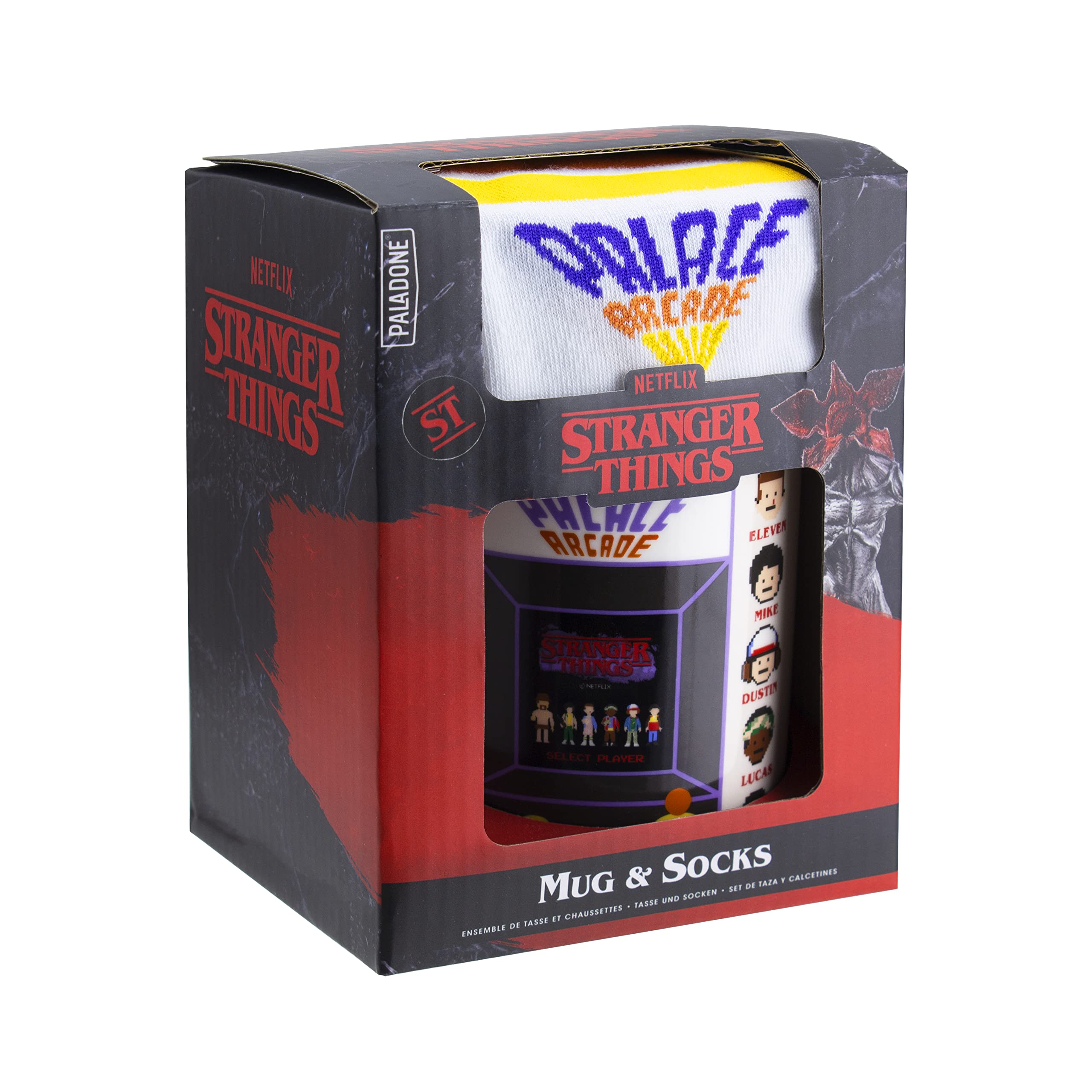 Paladone Stranger Things Geschenkset Tasse 300 ml + Socken weiß