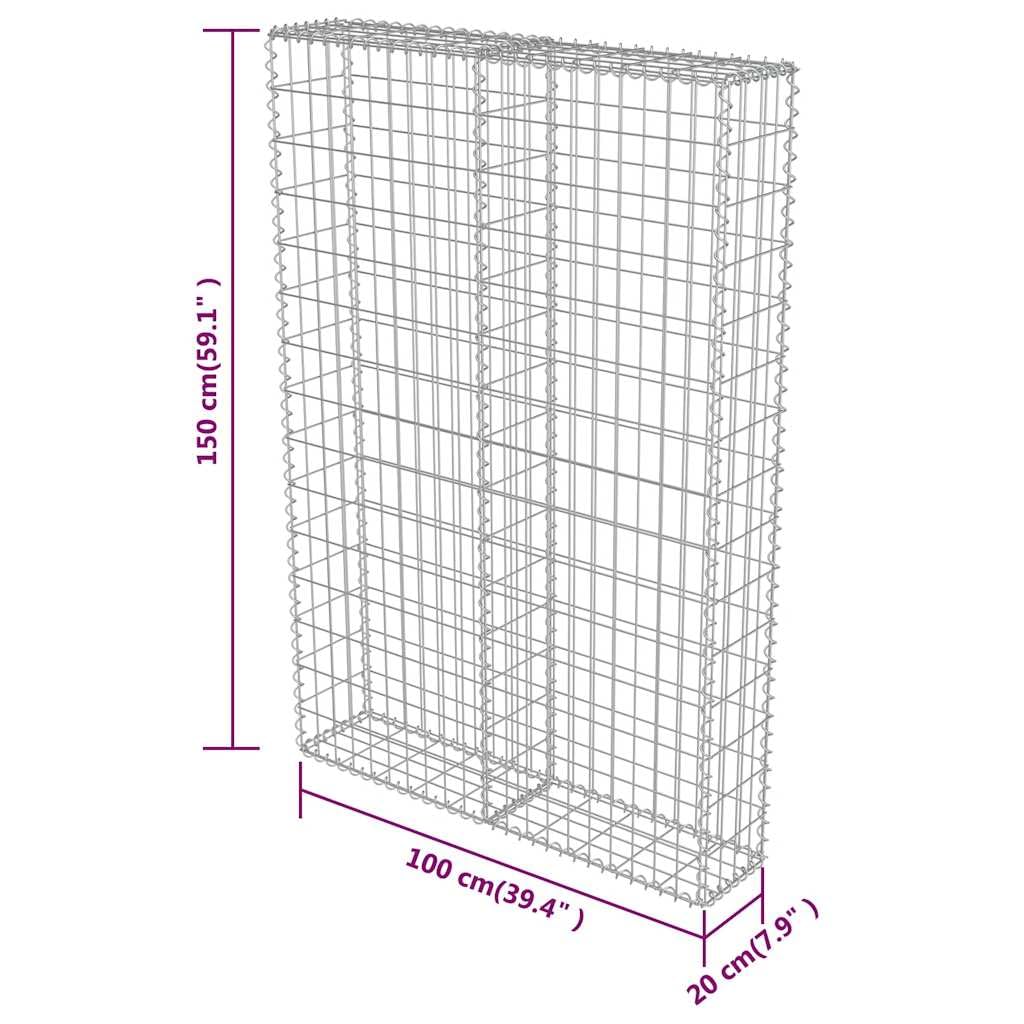 vidaXL Heim & Garten Gabionenwand Stahl 100x20x150 cm verzinkt