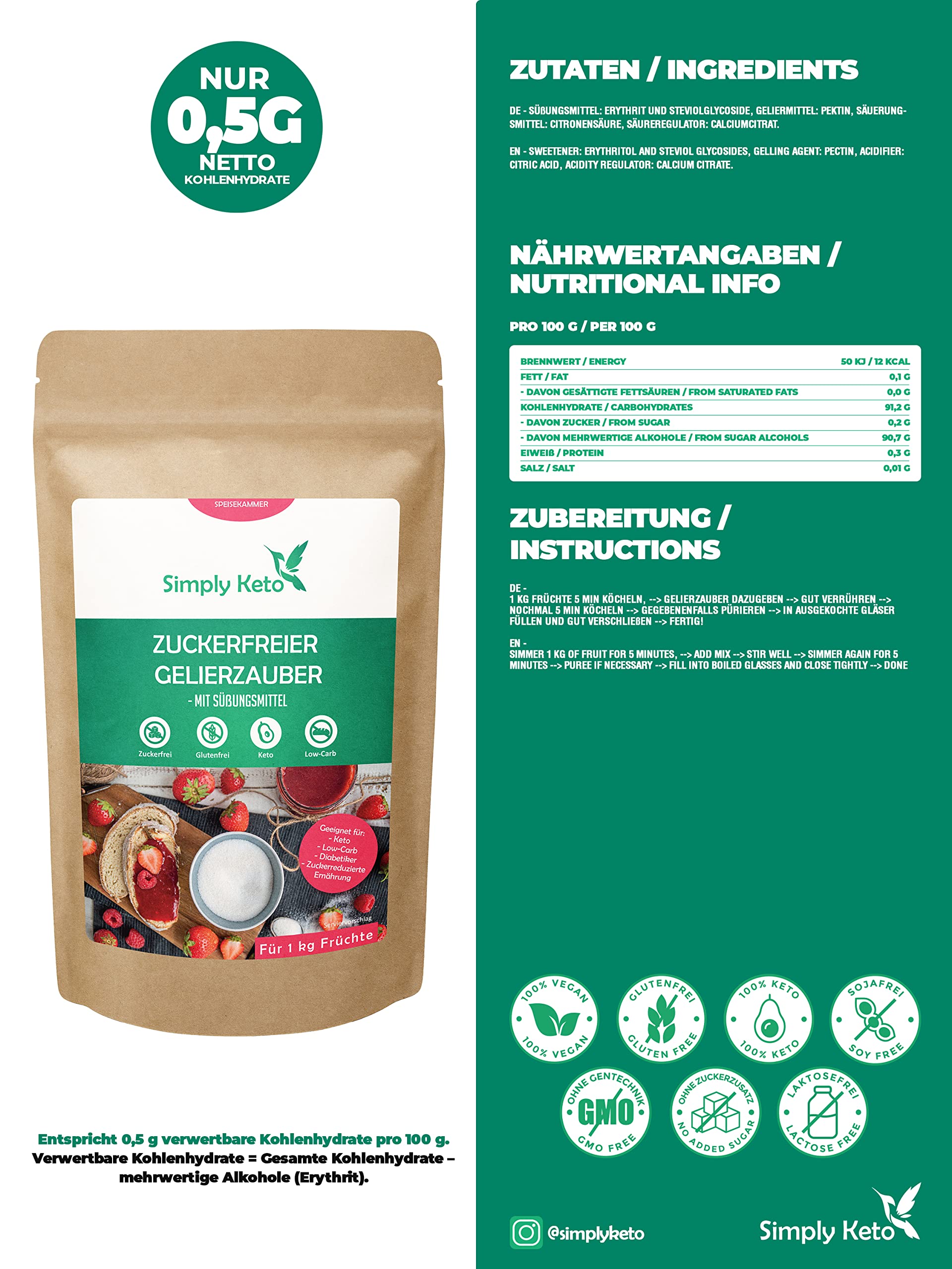 Simply Keto Gelierzauber Gelierzucker 230g ohne Zucker