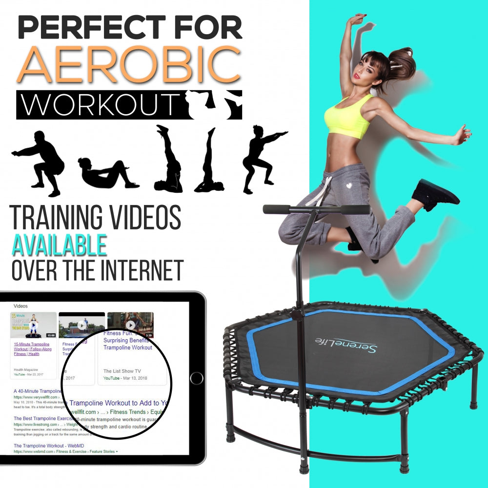 Serenelife Fitness Trampolin 48 Zoll klappbar Haltestange