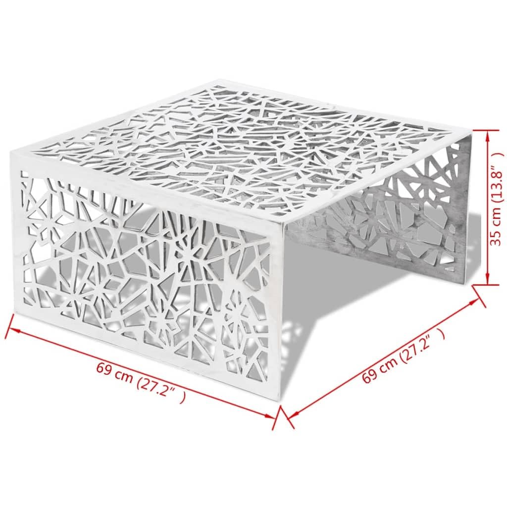 vidaXL Möbel Couchtisch Aluminium silbern 69x69x35 cm Lochmuster