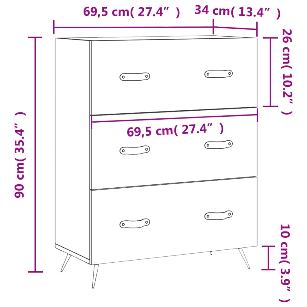 vidaXL Kommode Sonoma-Eiche 69,5 cm Holzwerkstoff