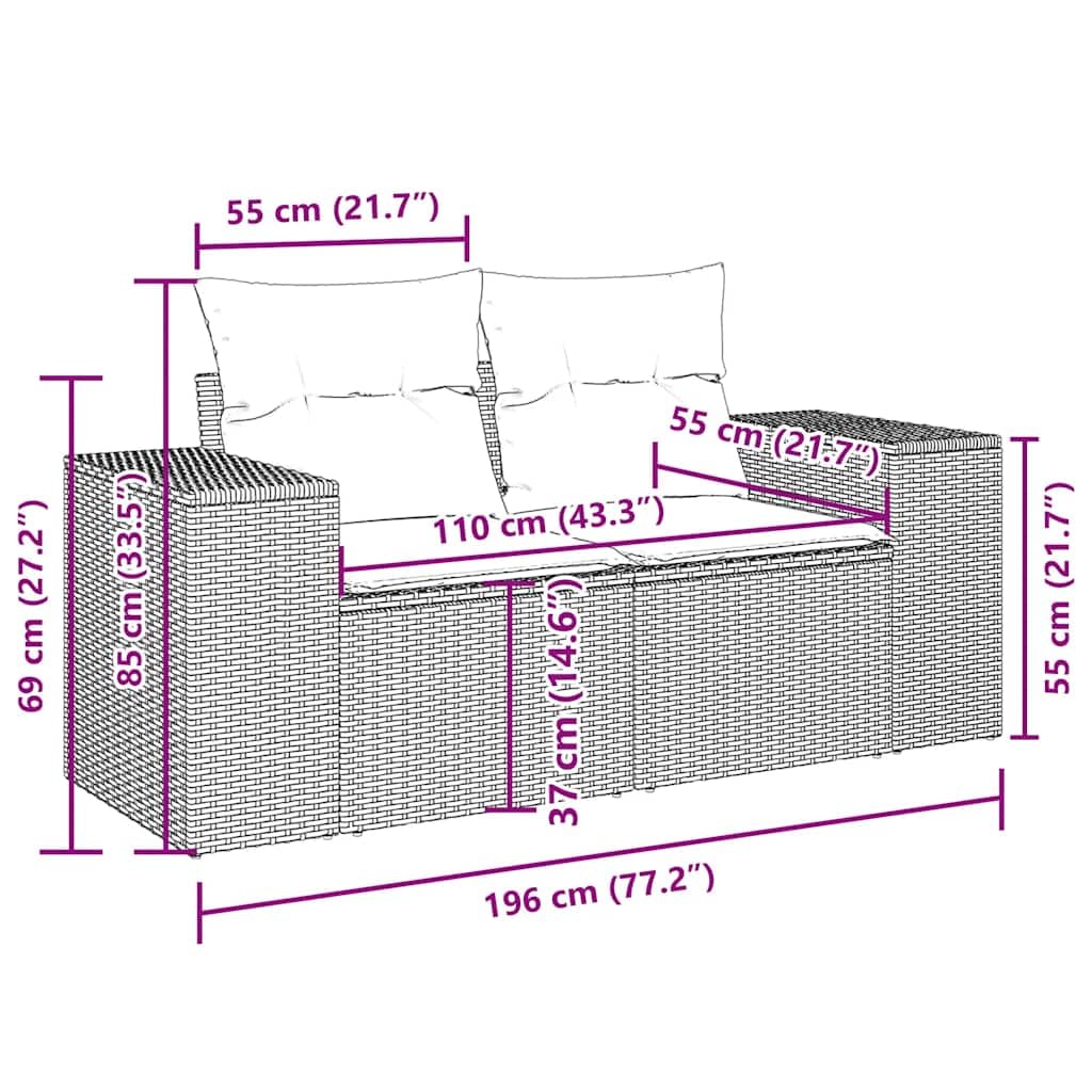 vidaXL Heim & Garten 8-tlg Garten-Sofagarnitur Schwarz Poly Rattan