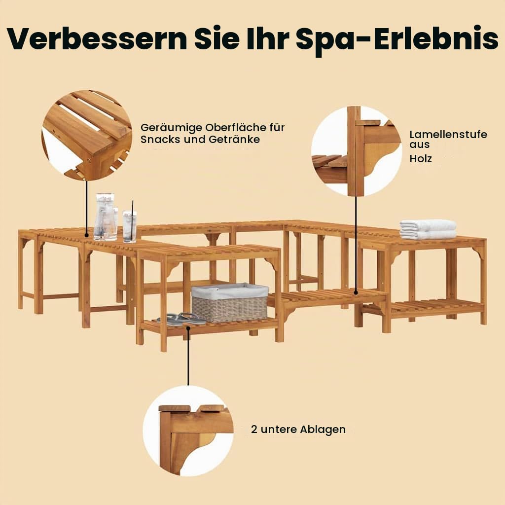 vidaXL Heim & Garten Whirlpool-Umrandung Akazie 230cm Braun