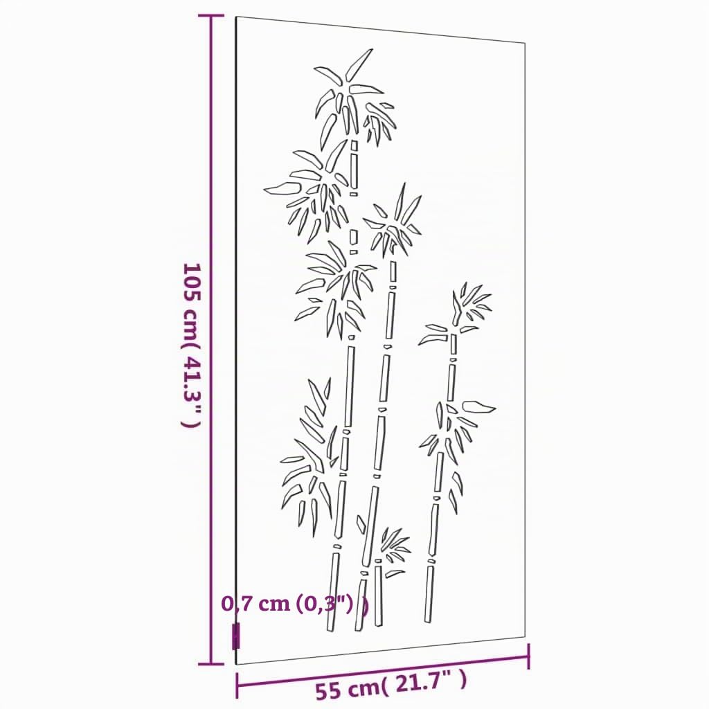 vidaXL Garten-Wanddeko Cortenstahl 105x55 cm Bambus Rost