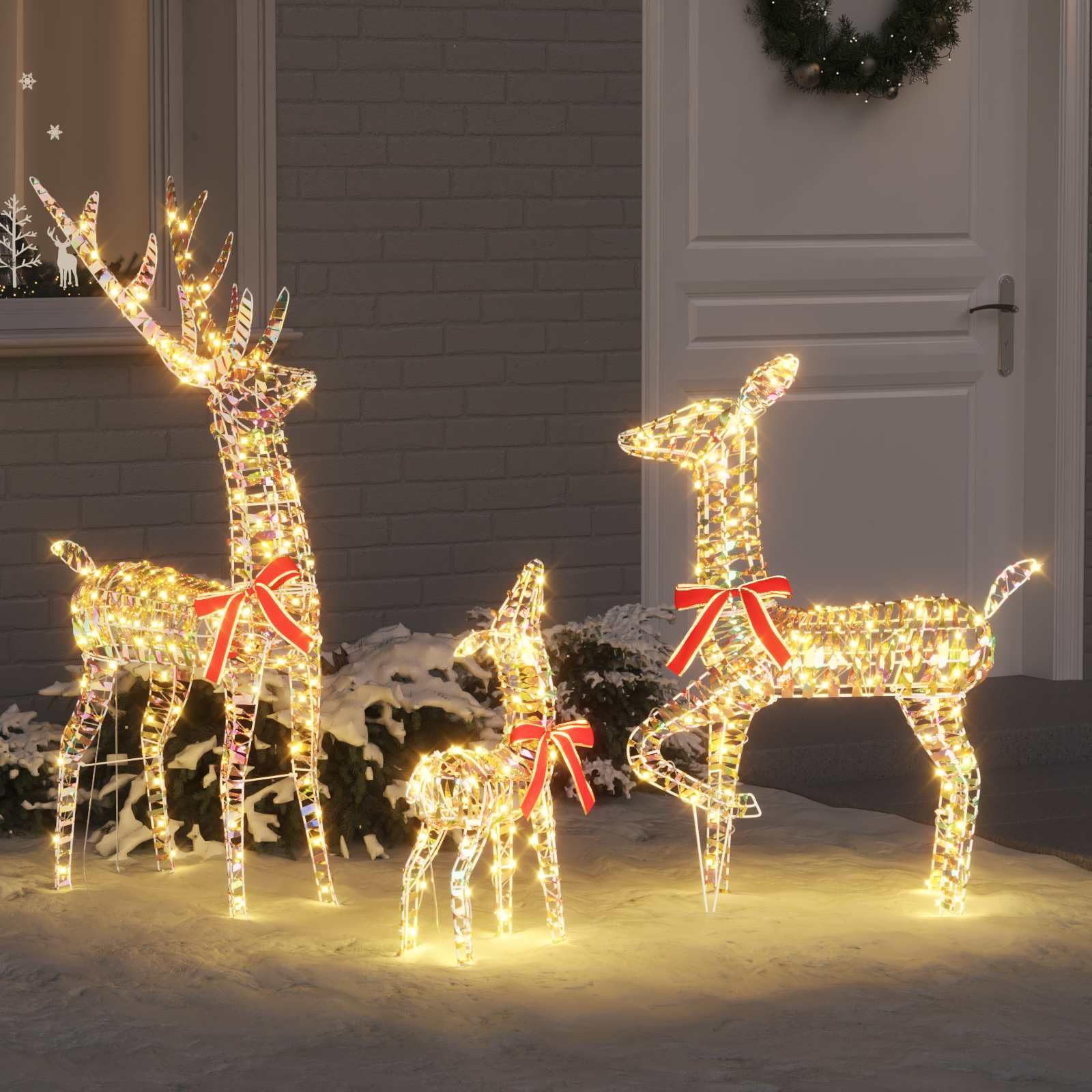 vidaXL Rentierfamilie 3-tlg LED Weihnachtsdeko warmweiß 300 LEDs