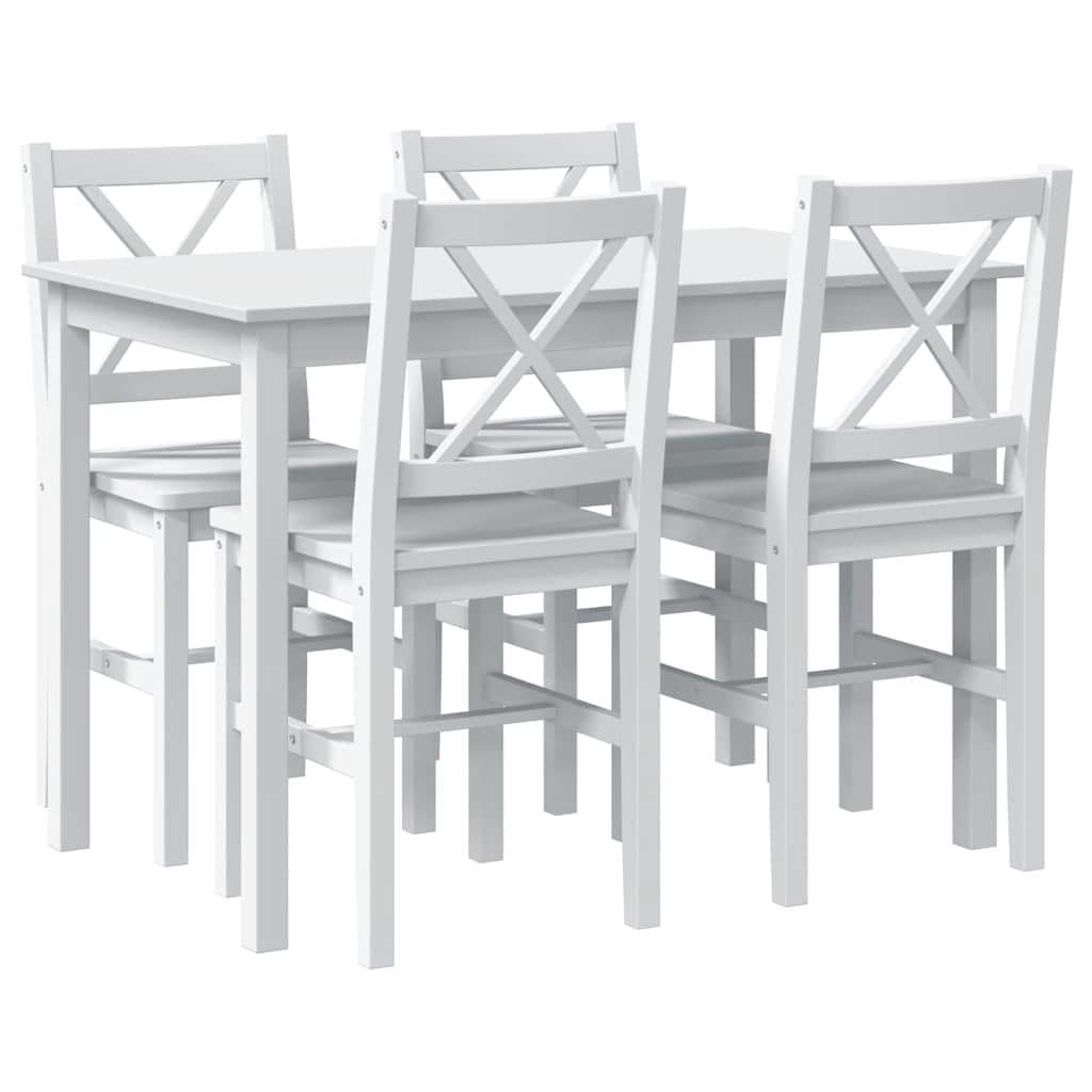 vidaXL Heim & Garten 5-tlg. Essgruppe Esstischset weiß Massivholz