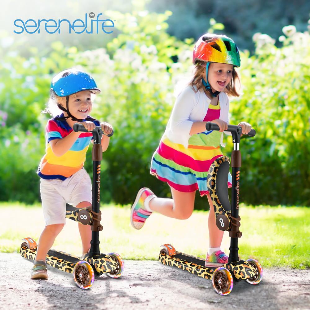 Serenelife Scooters Kinderroller 3 Räder mit Sitz LED