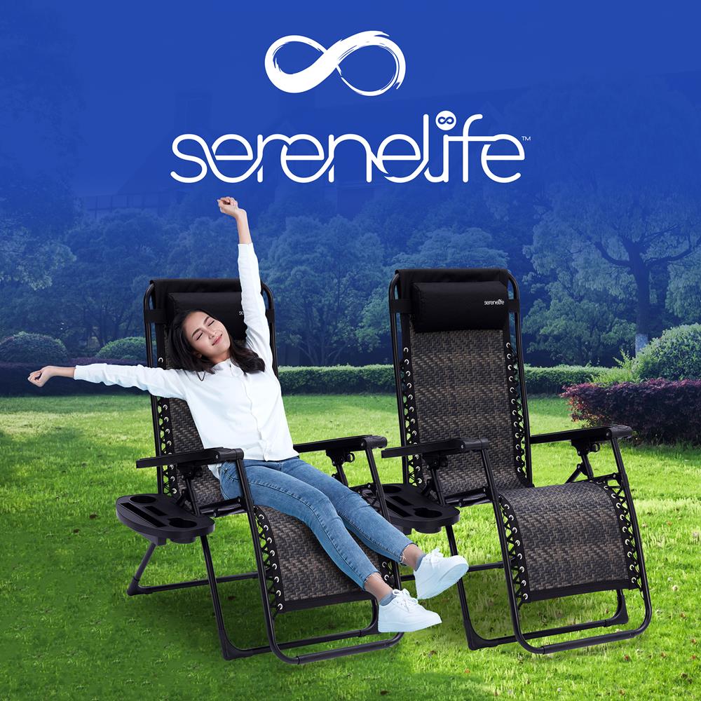Serenelife Zero Gravity Gartenstuhl braun 2er Set mit Tisch