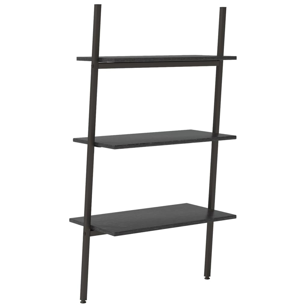 vidaXL Anlehnregal Schwarz 64x34x116 cm 3 Ablagen Stahl