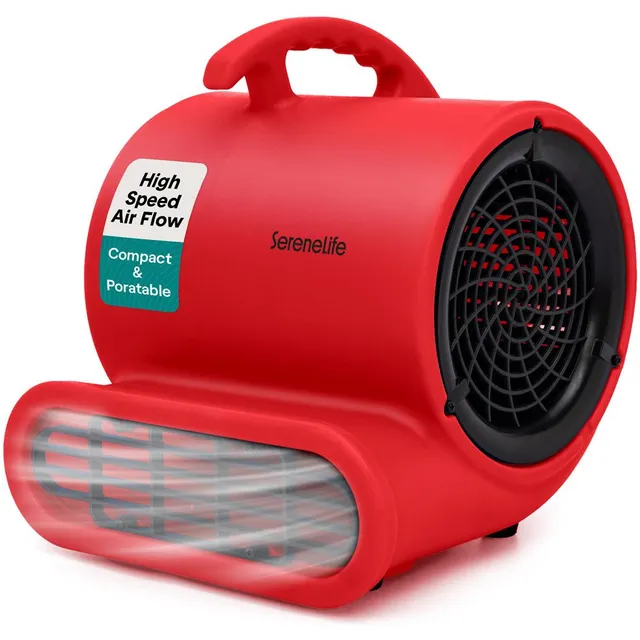 Serenelife Portable AC Bautrockner Gebläse rot 3 Stufen 1000 CFM