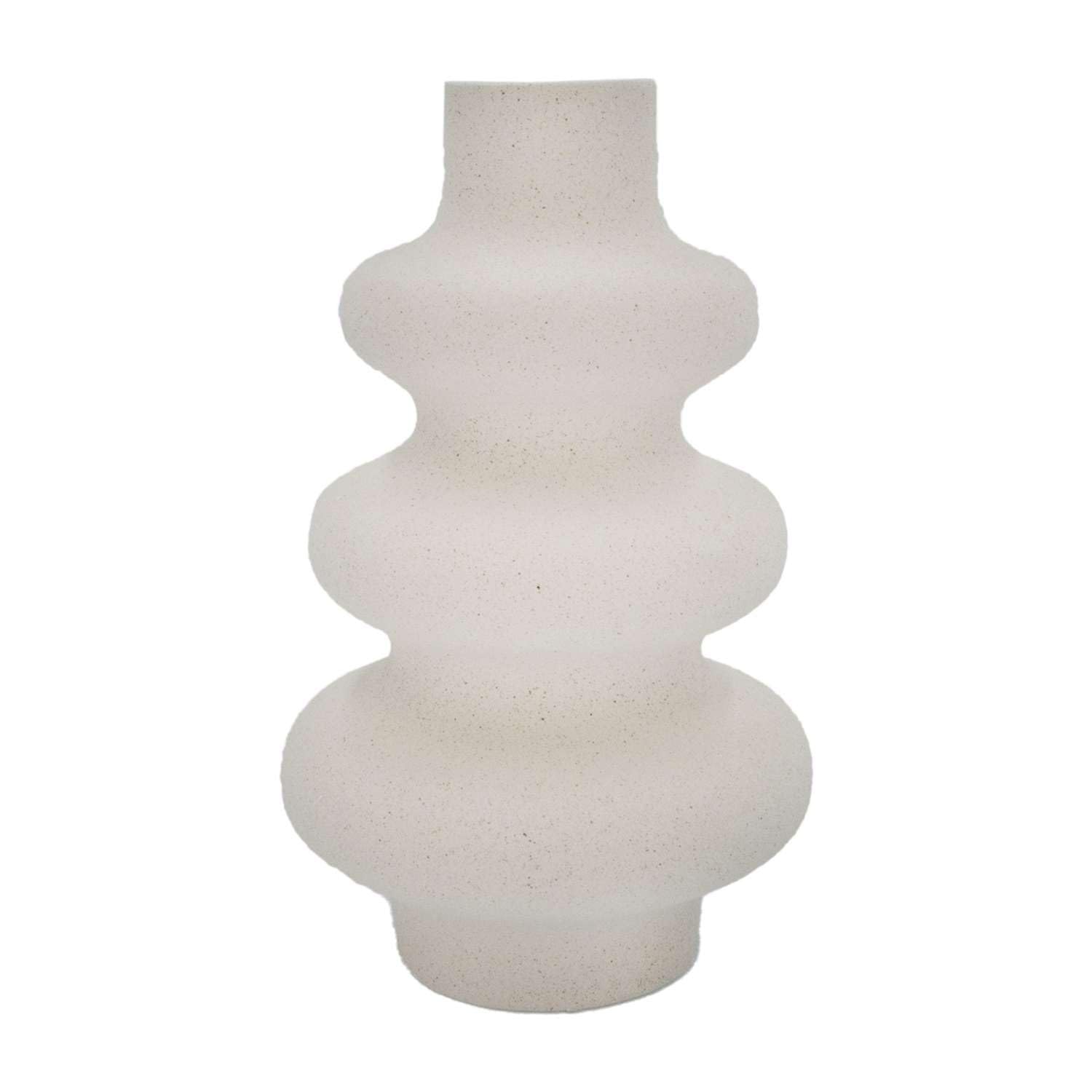Intirilife Spiralvase Keramikvase Creme Weiß 13x21,8 cm matt