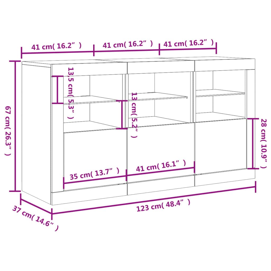 vidaXL Möbel Sideboard Weiß 123x37x67 cm mit LED
