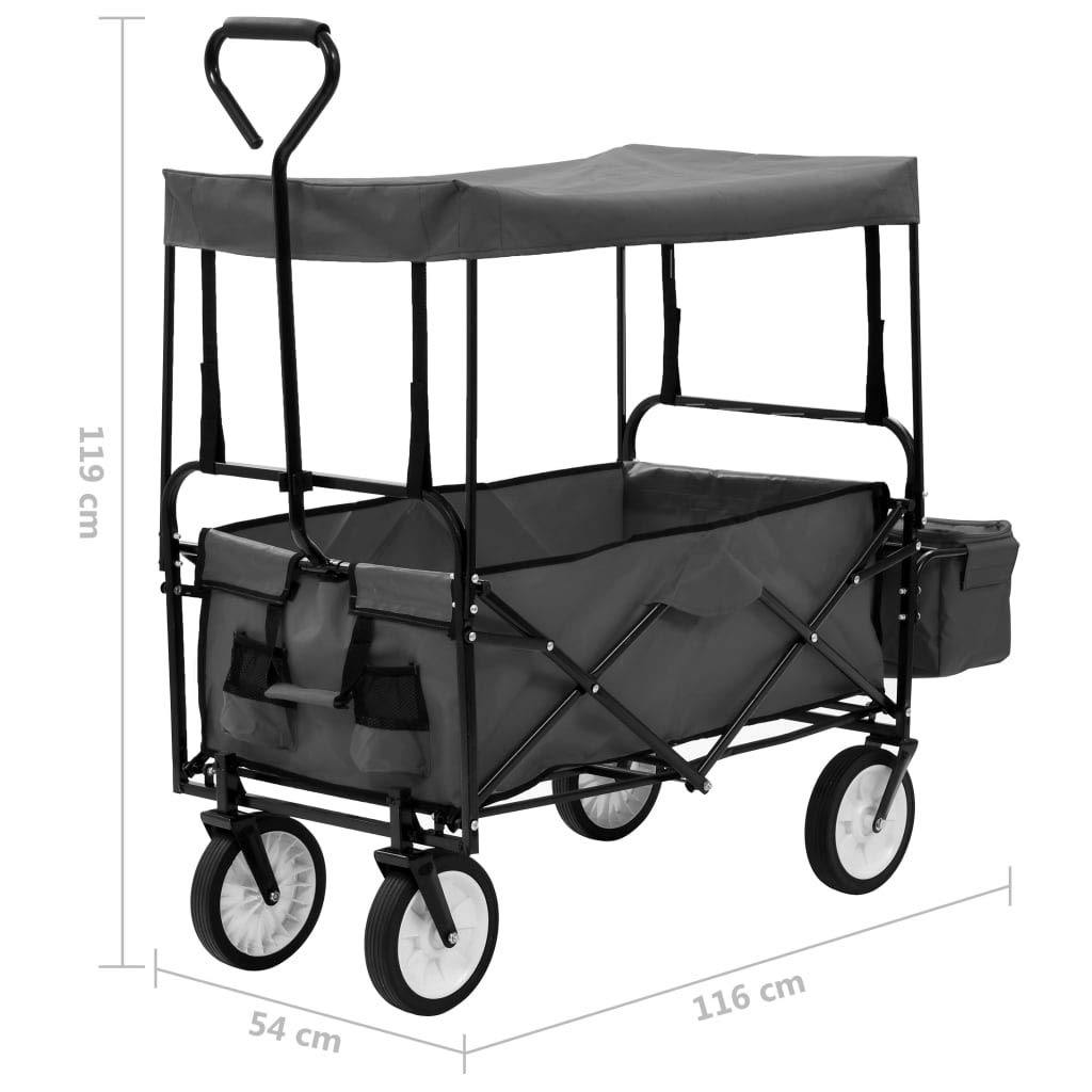 vidaXL Heim & Garten Bollerwagen Klappbar Grau Sonnendach