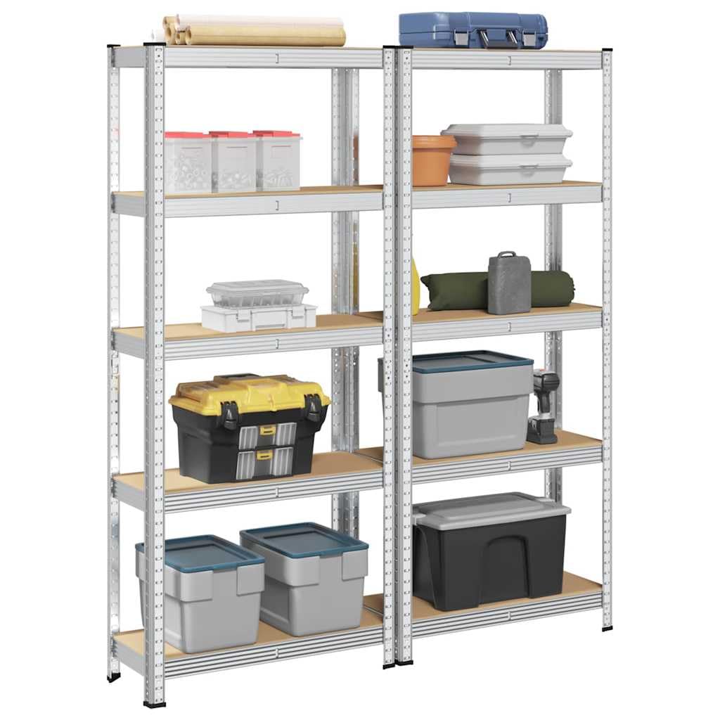 vidaXL Regal-Set 5 Böden 2 Stk Silber Schwerlastregal