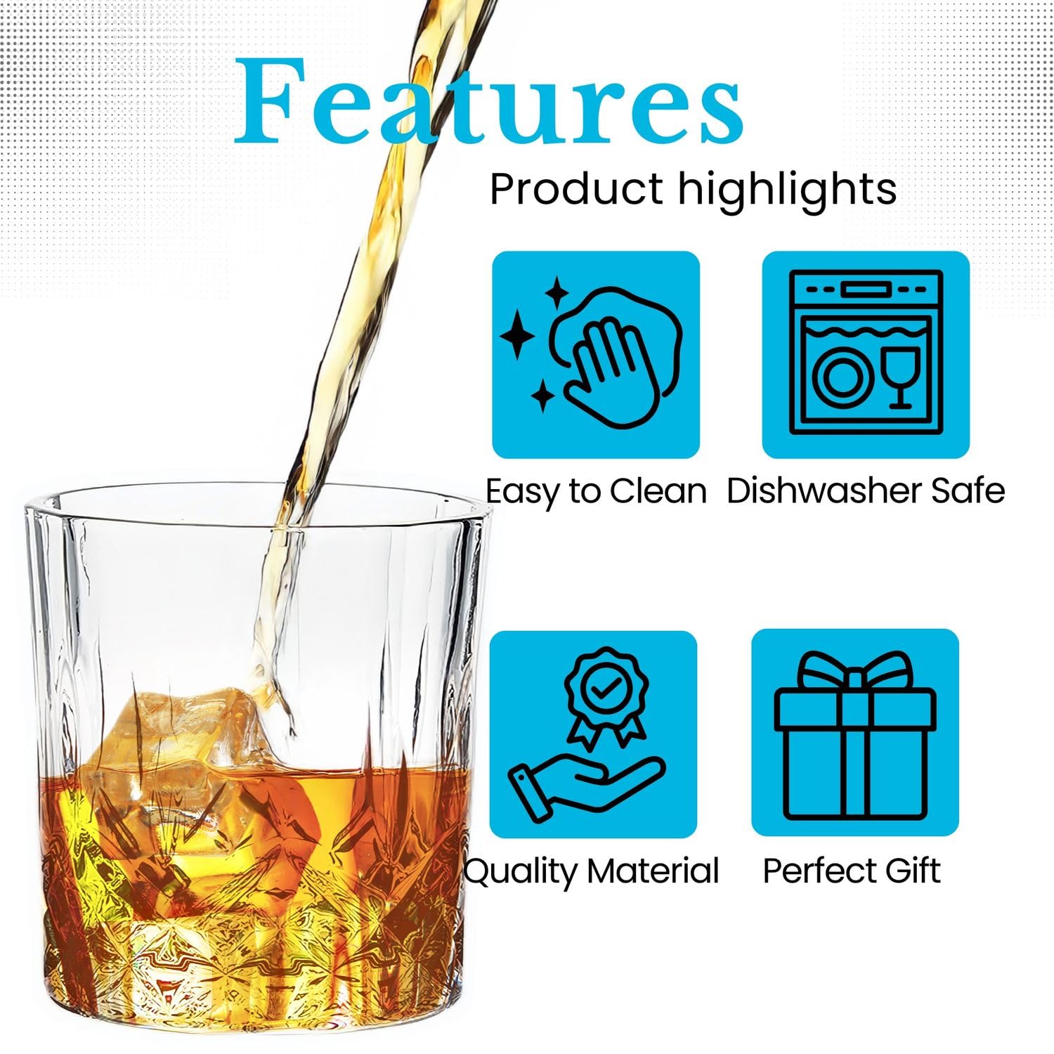 Intirilife Whisky Gläser 6er Set 200 ml Kristallklar