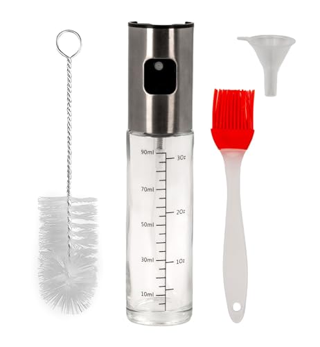Intirilife Ölsprüher Set 4-teilig 100 ml Glas Edelstahl