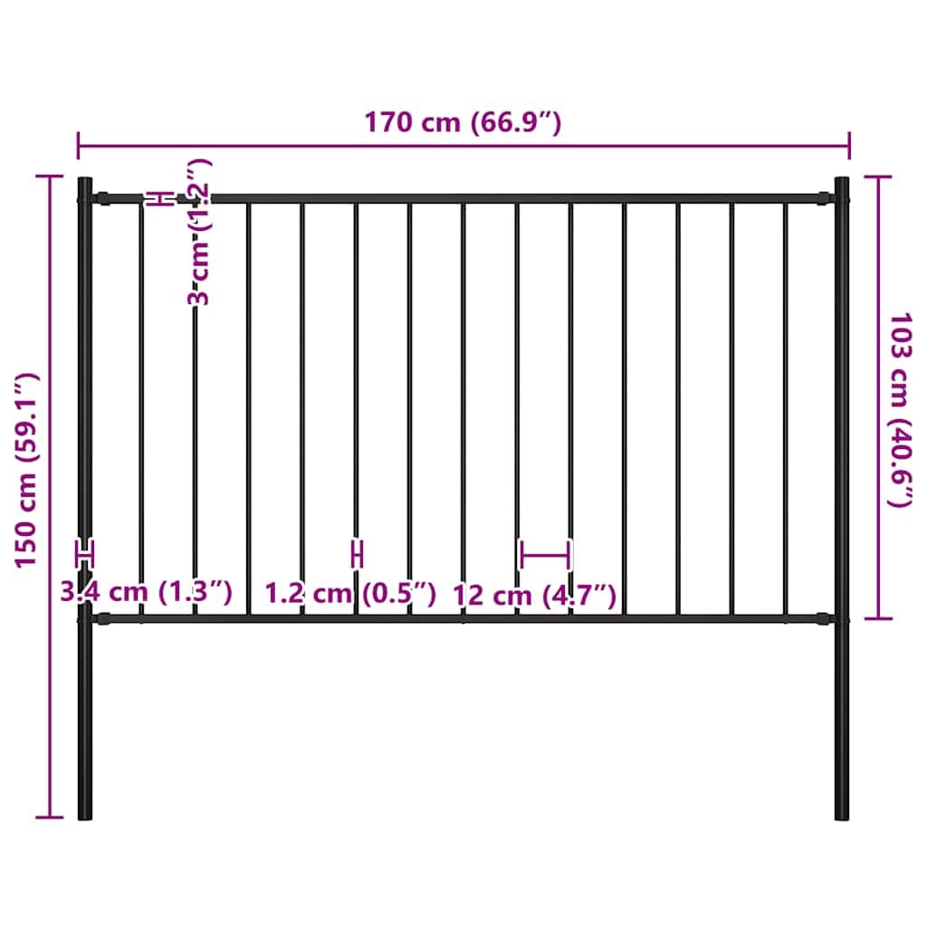 vidaXL Heim Garten Zaunelement Stahl 1,81x1m Schwarz