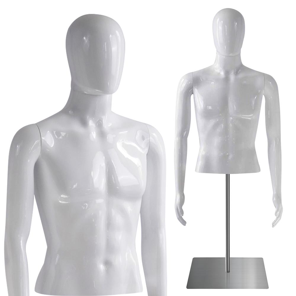 Serenelife Schneiderpuppe Herren Torso Weiß Glanz Höhenverstellbar