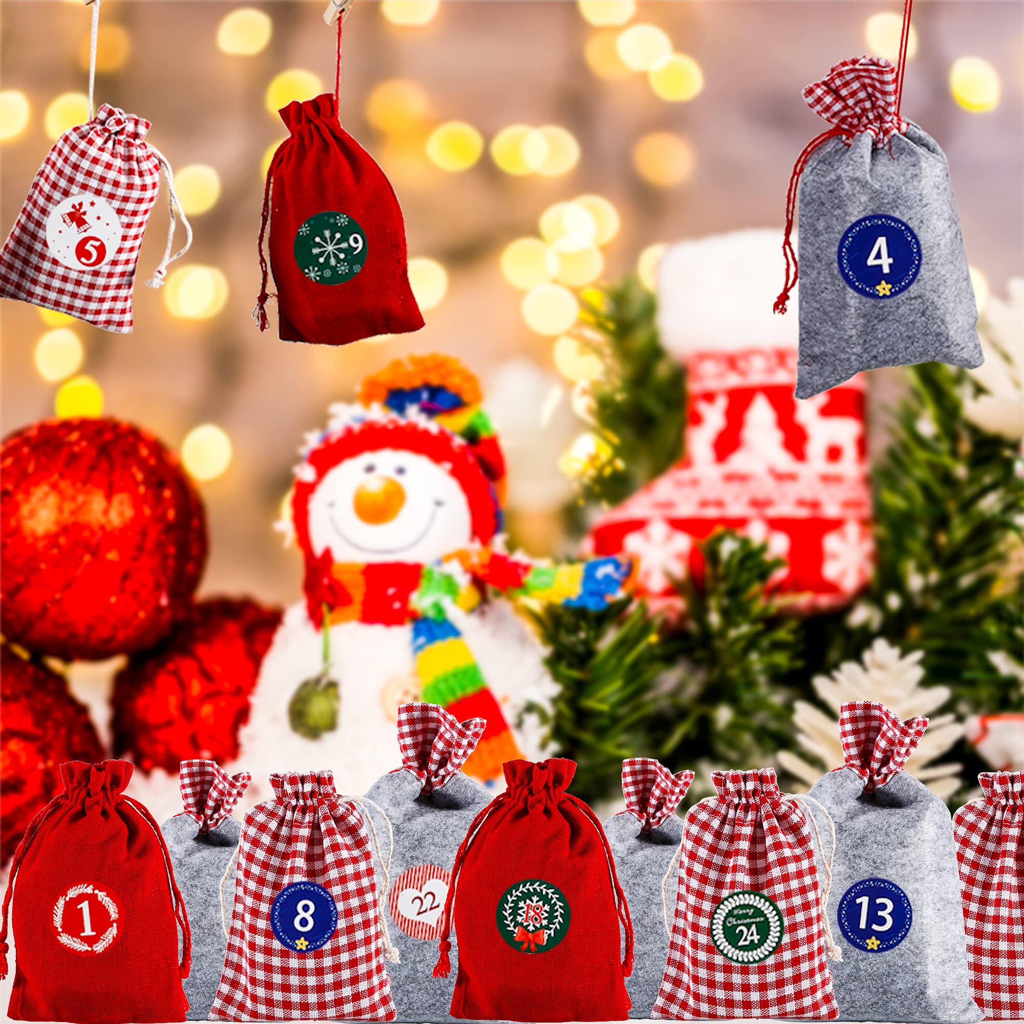 Intirilife Wohnen Adventskalender Beutel 24er-Set Baumwolle bunt