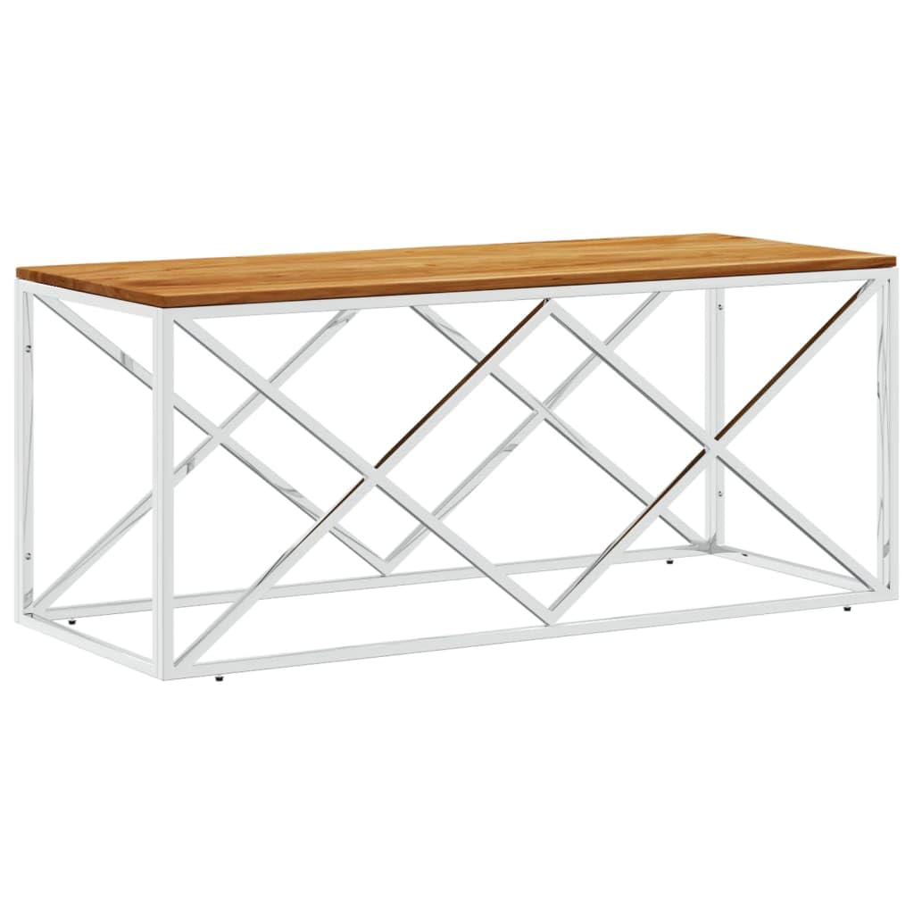 vidaXL Möbel Couchtisch 110x45x45 Edelstahl Glas Silber