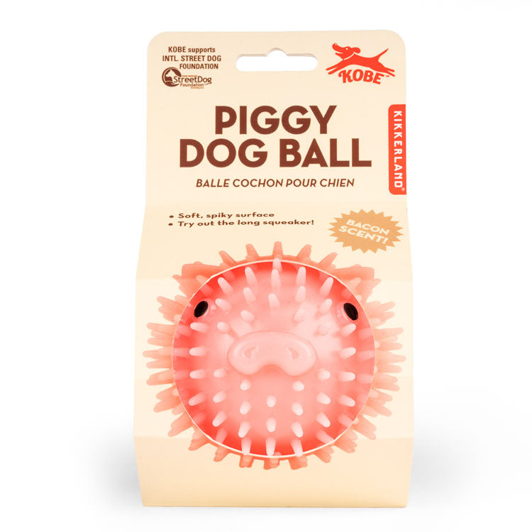 Kikkerland Home Piggy Dog Ball Hundespielzeug Bacon