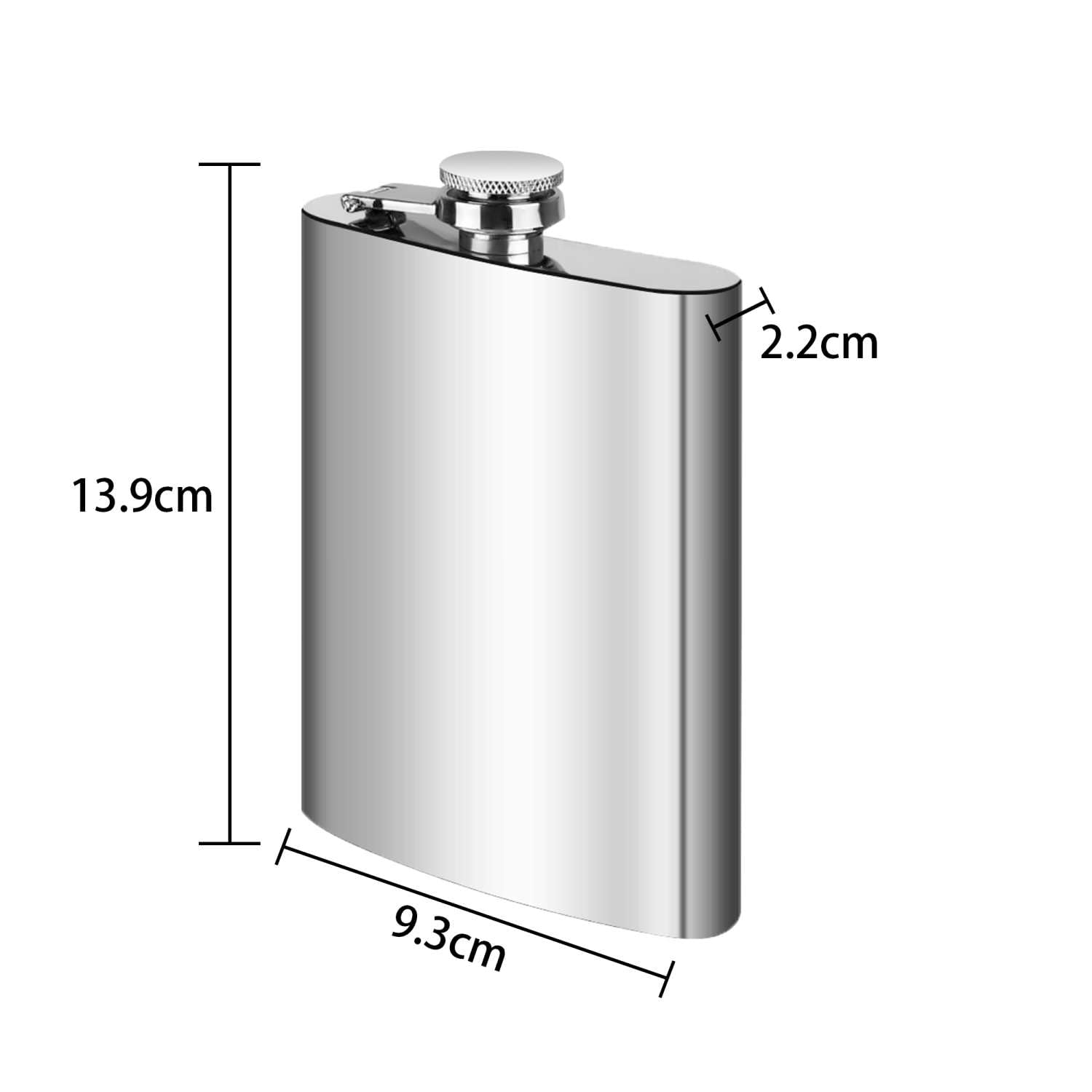 Intirilife Flachmann Edelstahl 250 ml Silber mit Trichter